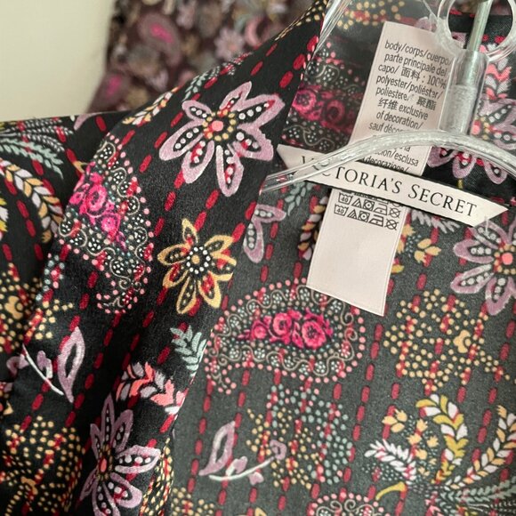 Victoria's Secret Satin Floral Paisley Short Sleeve Pajama Sleep SET Size L - Picture 15 of 16